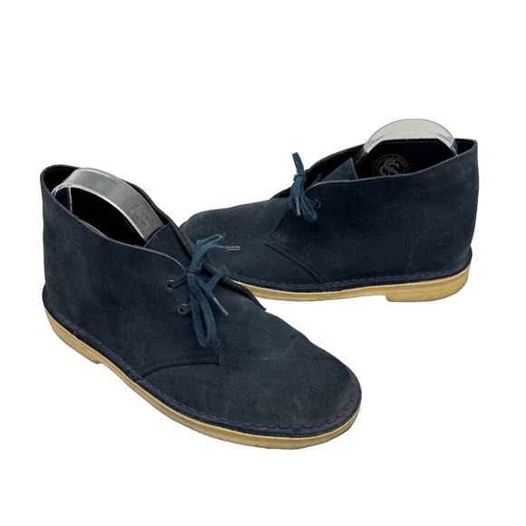 Clarks | Women's Dark Navy Blue Suede Leather Lace Up Desert Chukka Boots - Picture 2 of 12